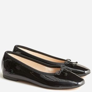 J.Crew Zoe Ballet Flats in Italian Patent Leather, 9, Black